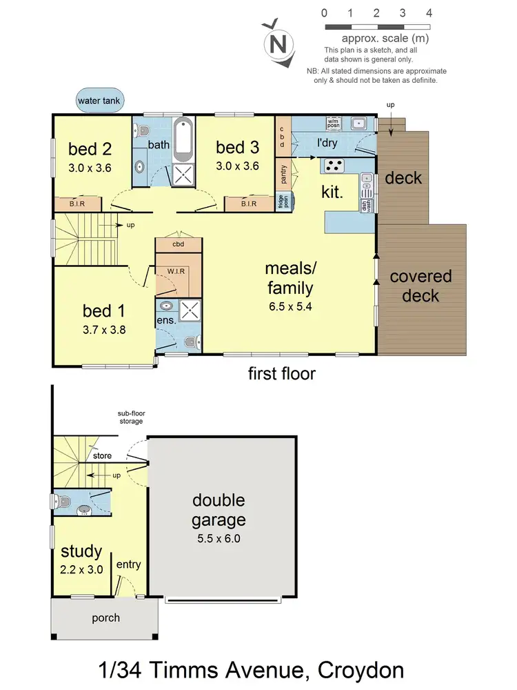 Floorplan of Homely townhouse listing, 1/34 Timms Avenue, Croydon VIC 3136
