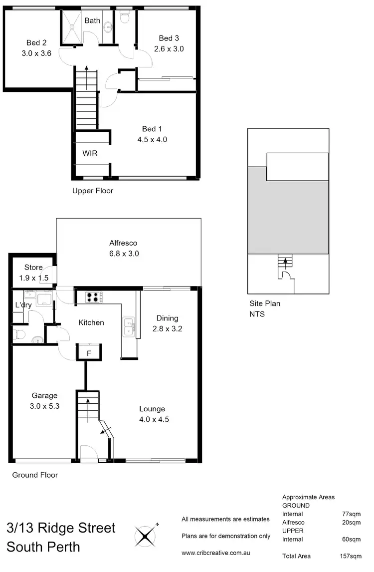 Floorplan of Homely townhouse listing, 3/13 Ridge Street, South Perth WA 6151