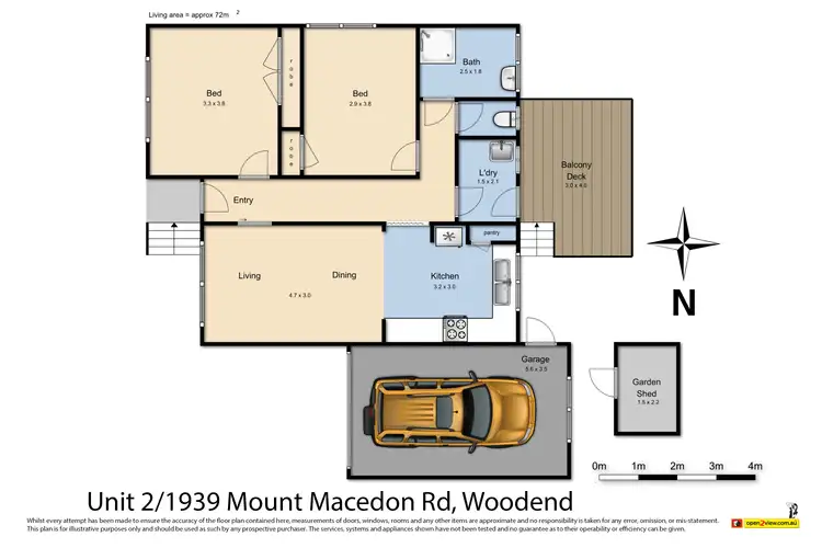 Floorplan of Homely unit listing, Unit 2, 1939 Mt Macedon Road, Woodend VIC 3442
