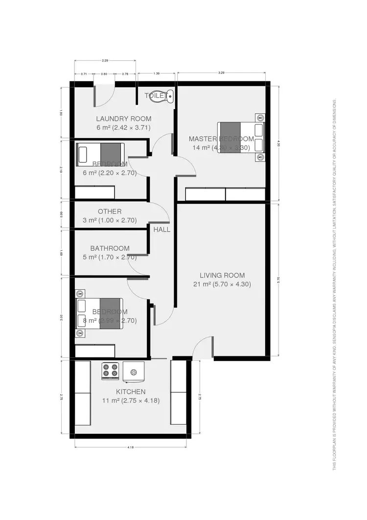 Floorplan of Homely semi-detached listing, 7 Natasha Way, Camillo WA 6111