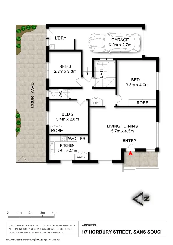 Floorplan of Homely villa listing, 1/7 Horbury Street, Sans Souci NSW 2219