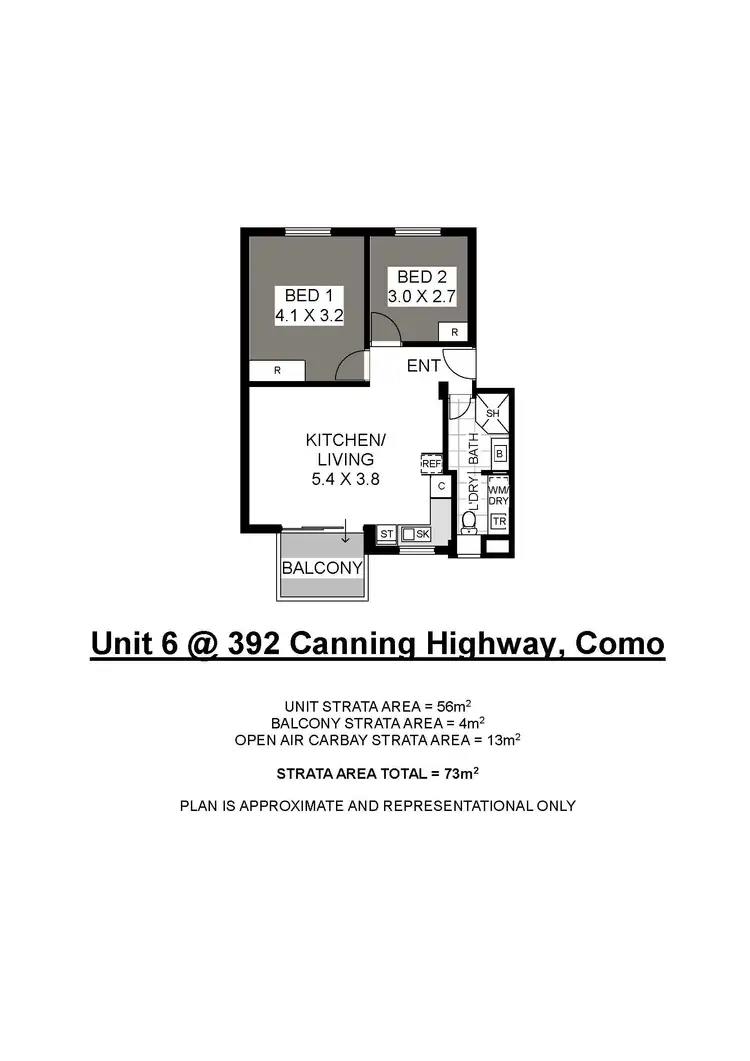 Floorplan of Homely unit listing, 6/392 Canning Highway, Como WA 6152