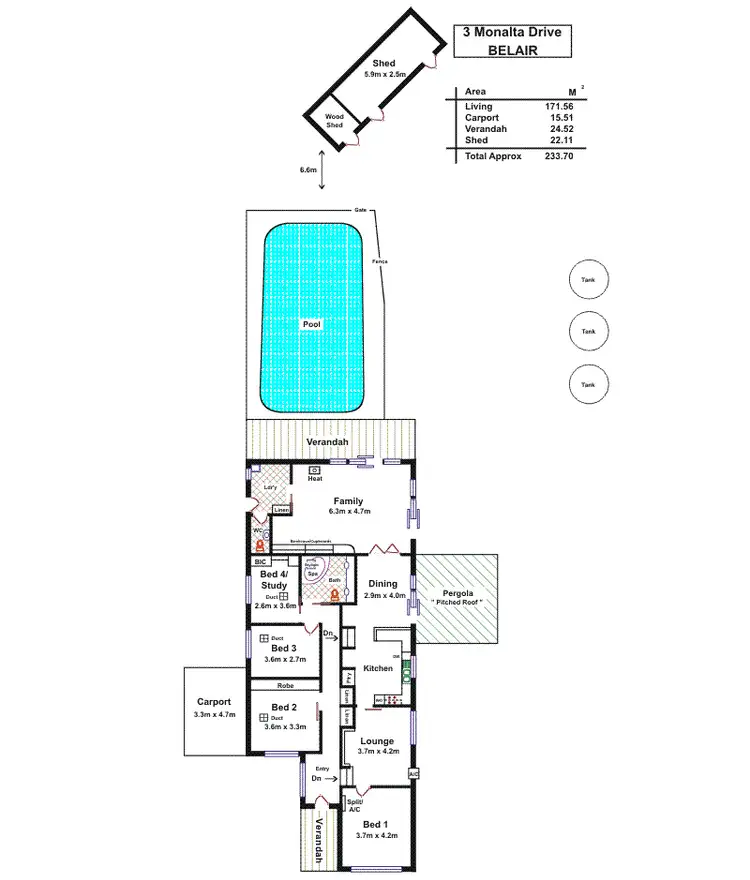 Floorplan of Homely house listing, 3 Monalta Drive, Belair SA 5052