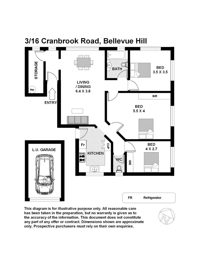 Floorplan of Homely apartment listing, 3/16 Cranbrook Road, Bellevue Hill NSW 2023