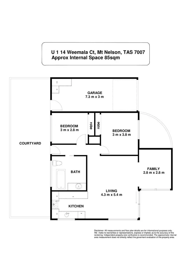 Floorplan of Homely unit listing, 1/14 Weemala Court, Mount Nelson TAS 7007