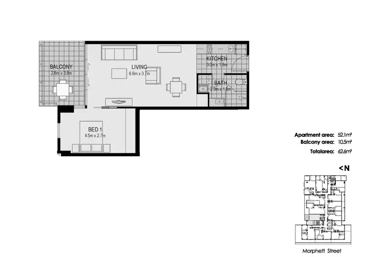 Floorplan of Homely apartment listing, 505/176-186 Morphett Street, Adelaide SA 5000