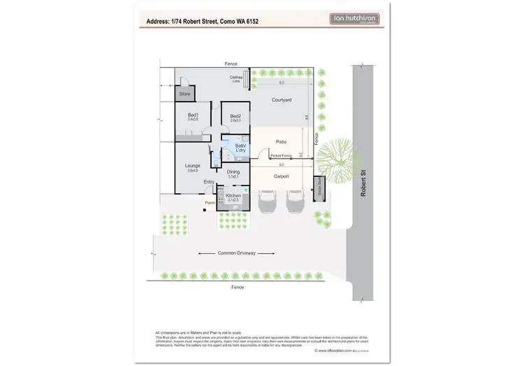 Floorplan of Homely villa listing, 1/74 Robert St, Como WA 6152
