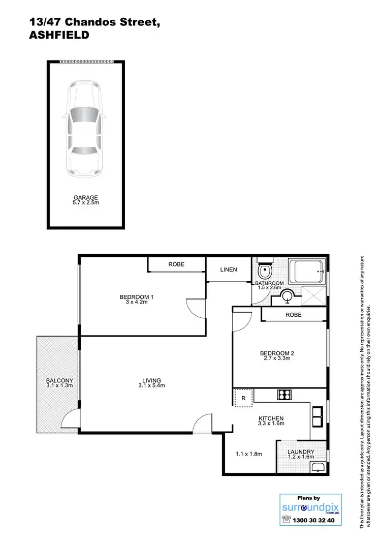 Floorplan of Homely unit listing, 13/47 Chandos Street, Ashfield NSW 2131