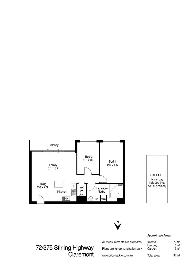 Floorplan of Homely unit listing, 72/375 Stirling Highway, Claremont WA 6010