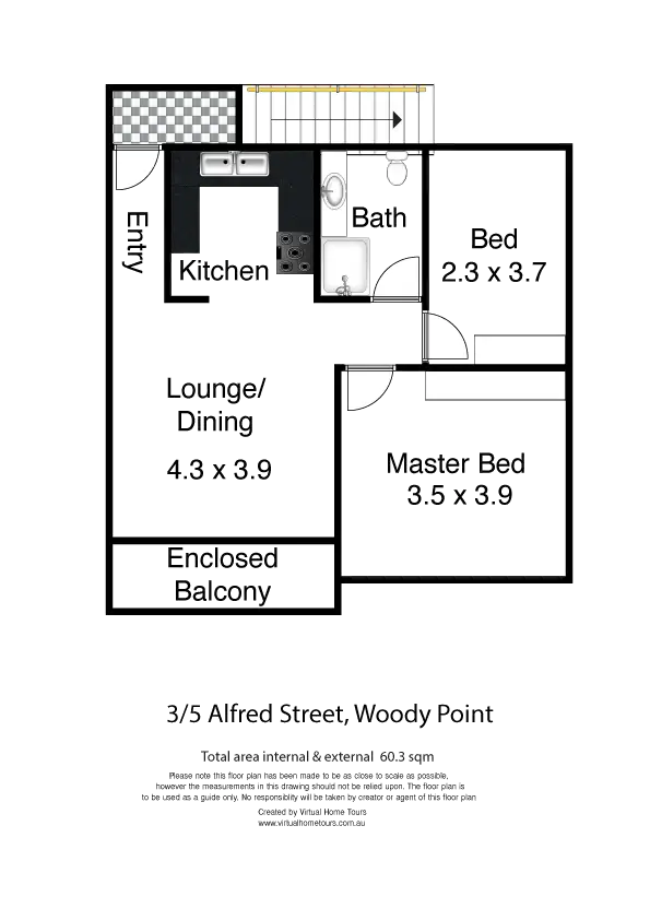 Floorplan of Homely unit listing, 3/5 Alfred Street, Woody Point QLD 4019