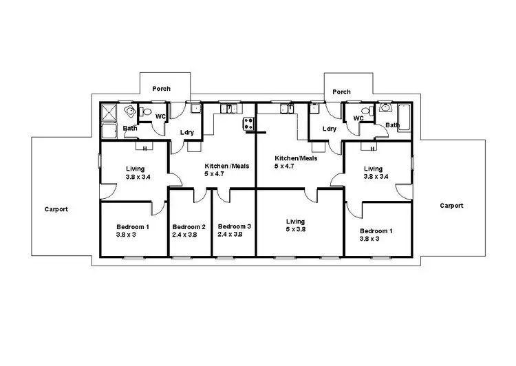 Floorplan of Homely semi-detached listing, 15 & 16 Trenaman Crescent, Berri SA 5343