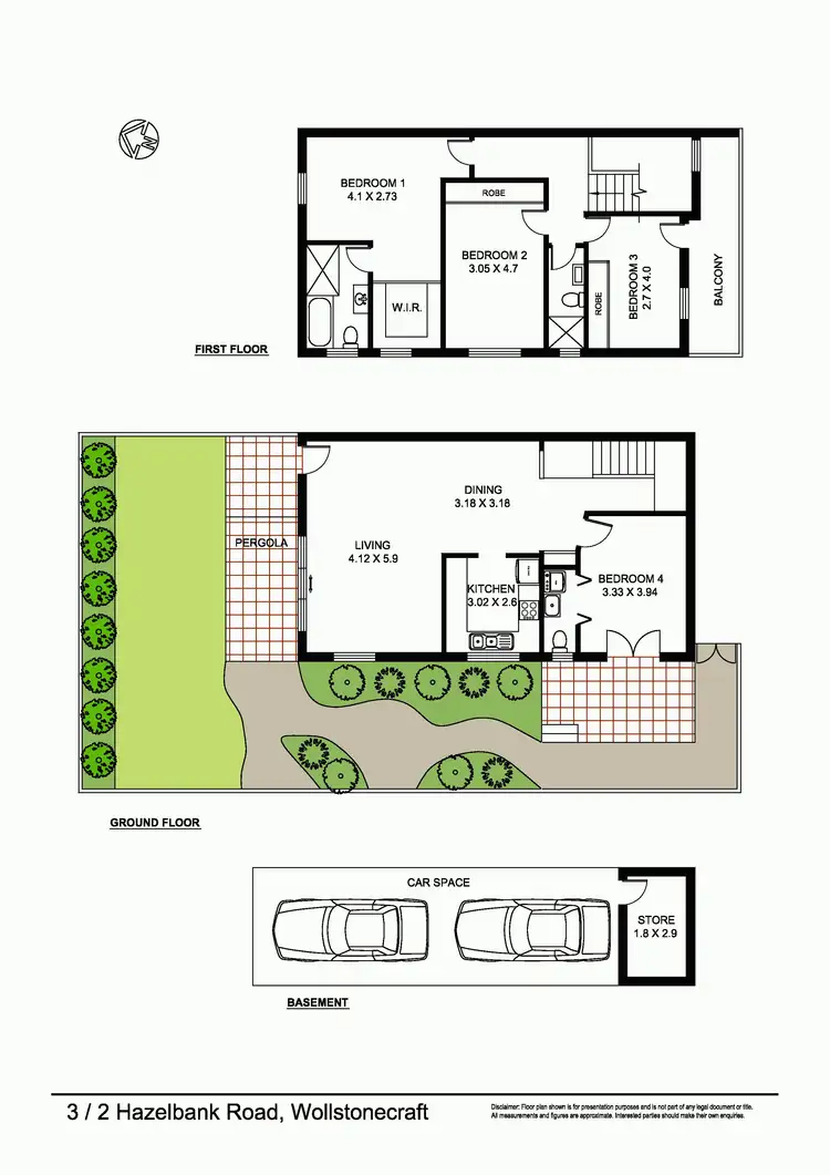 Floorplan of Homely townhouse listing, 3/2 Hazelbank Road, Wollstonecraft NSW 2065