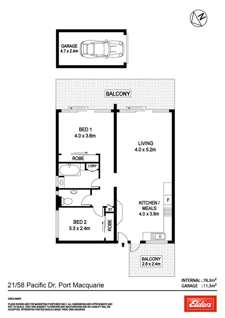 Floorplan of Homely unit listing, 21/58 Pacific Drive, Port Macquarie NSW 2444