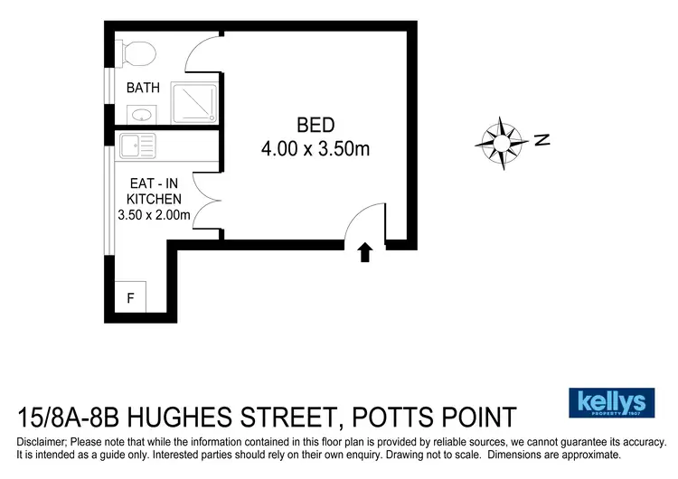 Floorplan of Homely studio listing, 15/8A Hughes Street, Potts Point NSW 2011