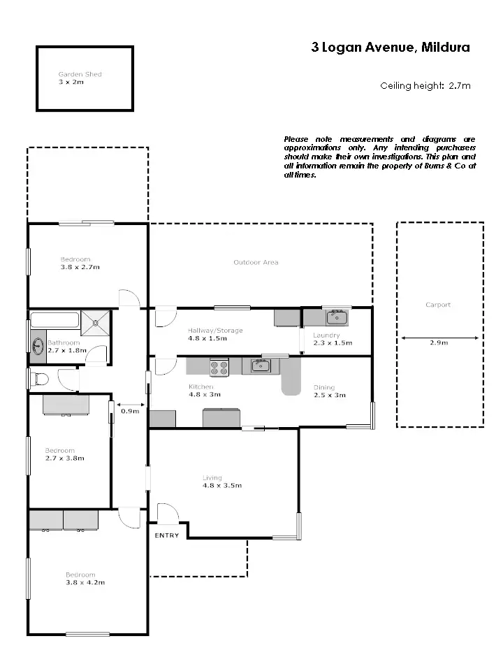 Floorplan of Homely house listing, 3 Logan Avenue, Mildura VIC 3500
