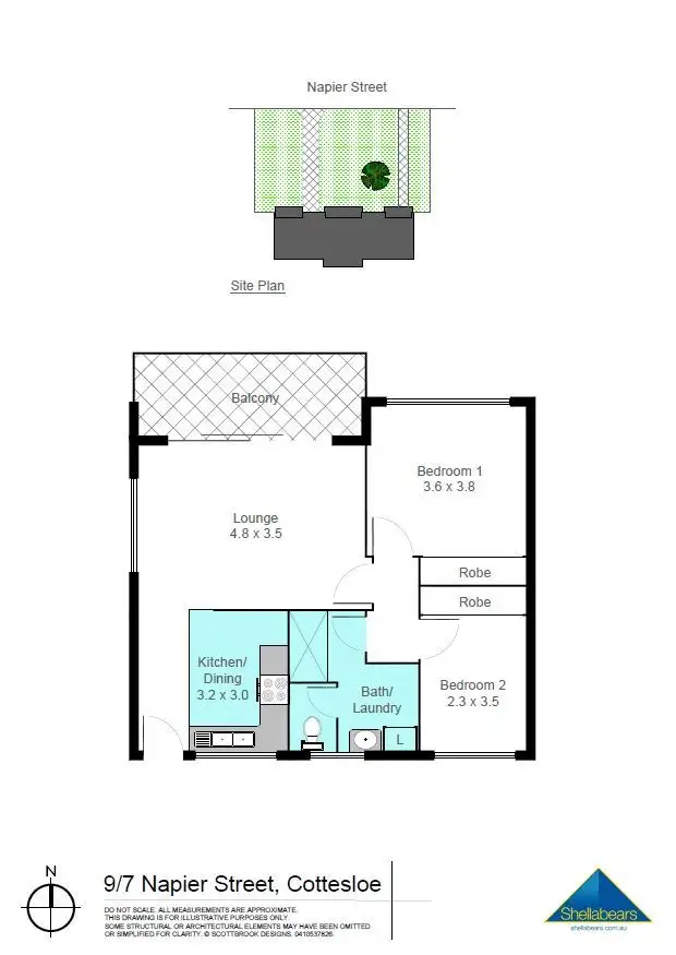 Floorplan of Homely apartment listing, 9/7 Napier Street, Cottesloe WA 6011