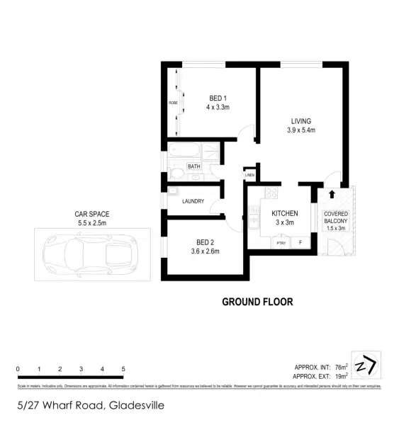 Floorplan of Homely unit listing, 5/27 Wharf Road, Gladesville NSW 2111