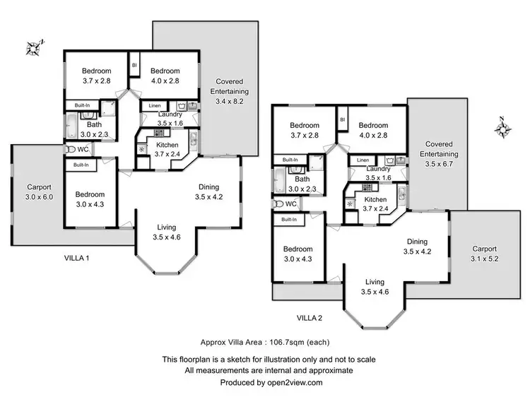 Floorplan of Homely block of units listing, 1 & 2/1 Bradley Drive, Coles Bay TAS 7215