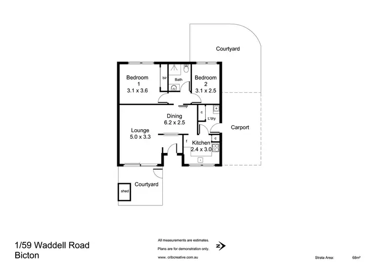 Floorplan of Homely villa listing, 1/59 Waddell Road, Bicton WA 6157