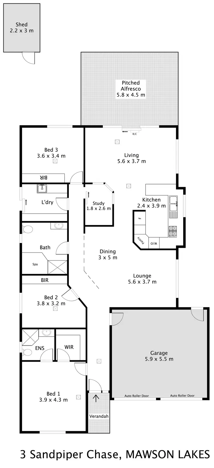 Floorplan of Homely house listing, 3 Sandpiper Chase, Mawson Lakes SA 5095