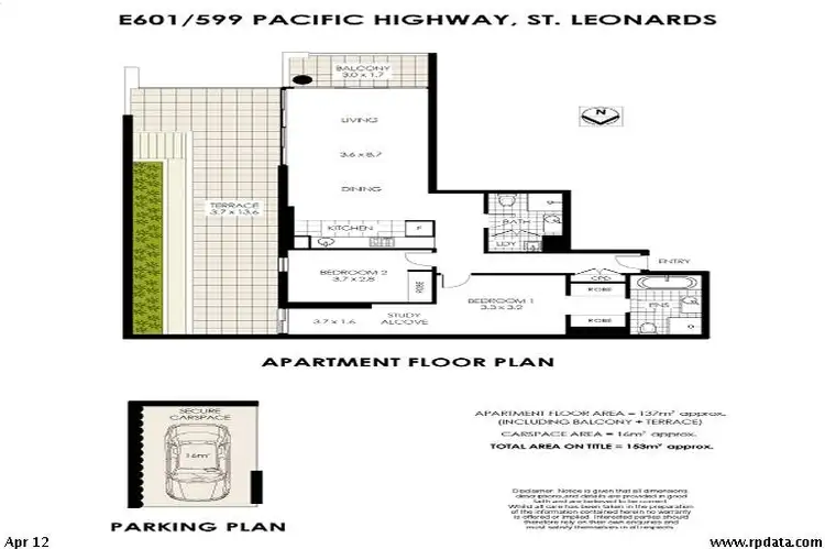 Floorplan of Homely apartment listing, E601/599 Pacific Highway, St Leonards NSW 2065