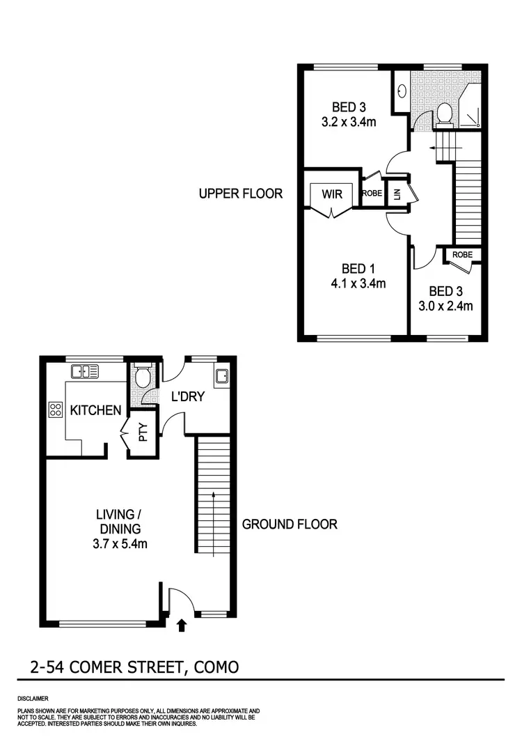 Floorplan of Homely townhouse listing, 2/54 Comer Street, Como WA 6152