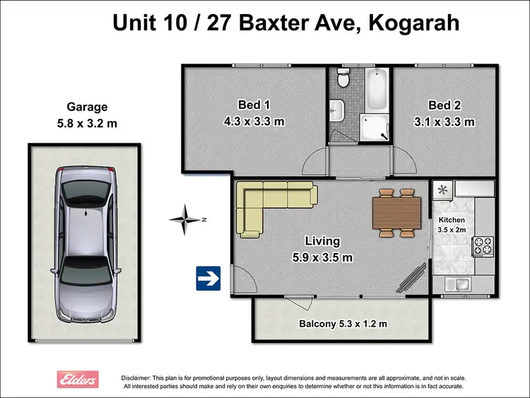 Floorplan of Homely apartment listing, 10/27 Baxter Ave, Kogarah NSW 2217