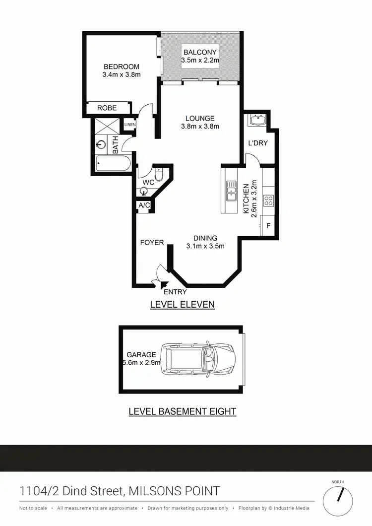Floorplan of Homely apartment listing, 1104/2 DIND STREET, Milsons Point NSW 2061