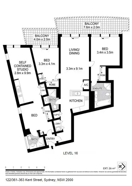 Floorplan of Homely apartment listing, 122A&B 361 Kent Street, Sydney NSW 2000