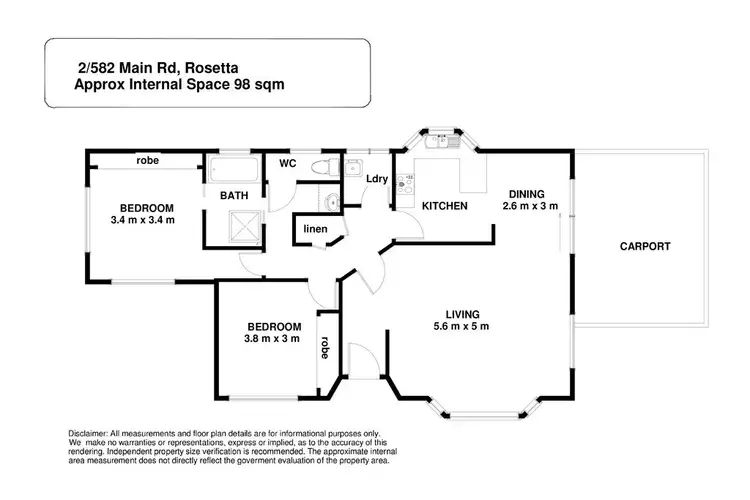 Floorplan of Homely townhouse listing, 2/582 Main Road, Rosetta TAS 7010