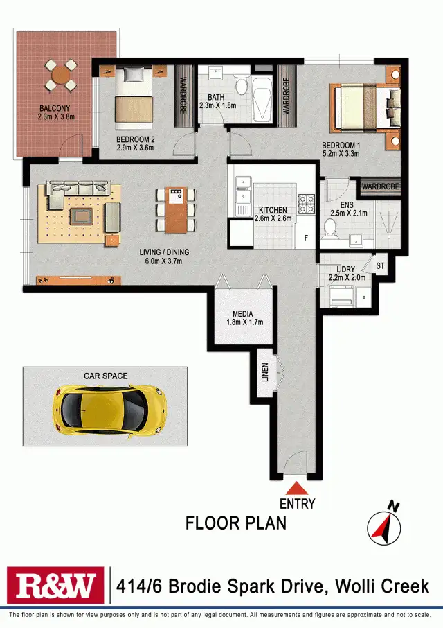 Floorplan of Homely apartment listing, 414/6 Brodie Spark Drive, Wolli Creek NSW 2205