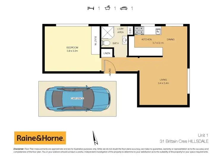 Floorplan of Homely unit listing, 1/31 Brittain Crescent, Hillsdale NSW 2036