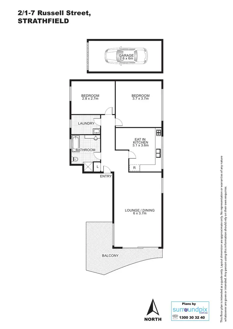 Floorplan of Homely apartment listing, 2/1-7 RUSSELL STREET, Strathfield NSW 2135