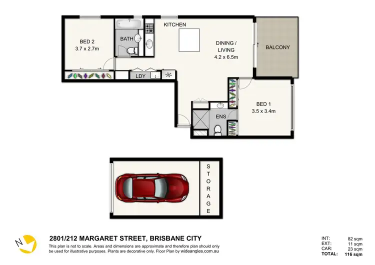 Floorplan of Homely unit listing, 2801/212 Margaret Street, Brisbane City QLD 4000