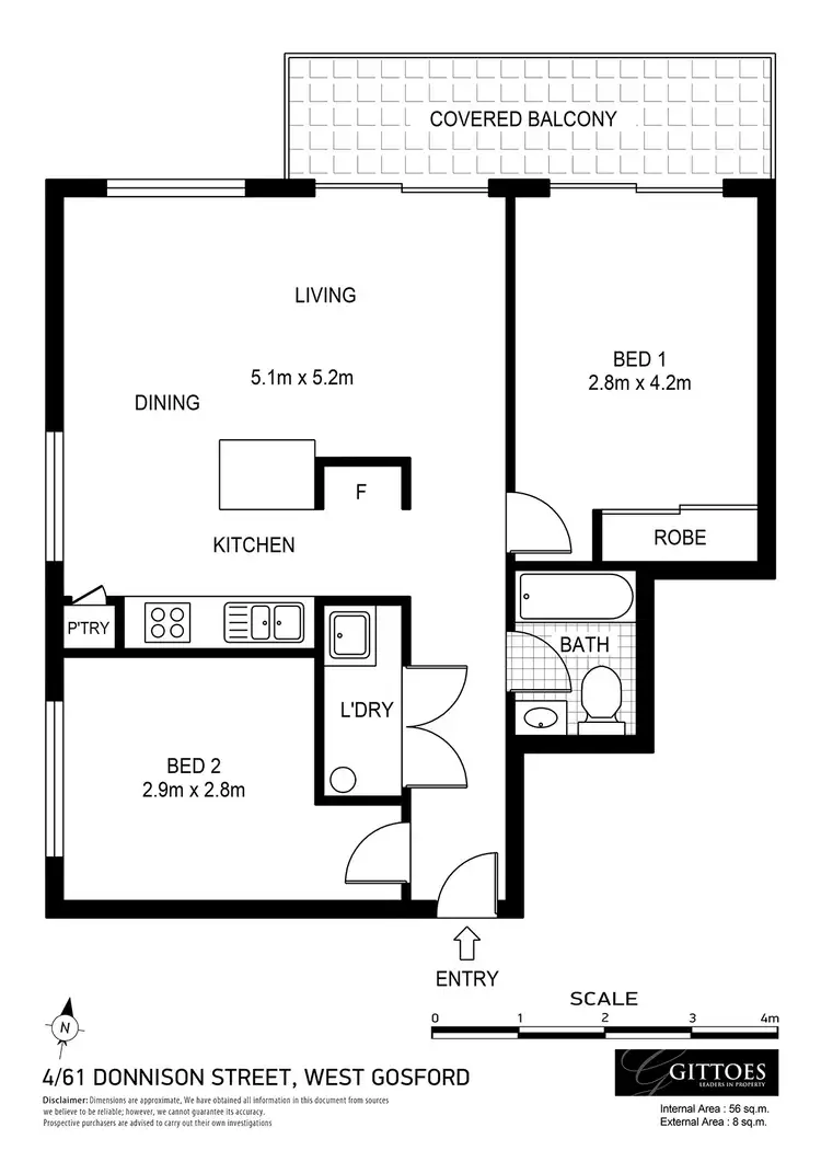 Floorplan of Homely unit listing, 4/61 Donnison Street, Gosford NSW 2250