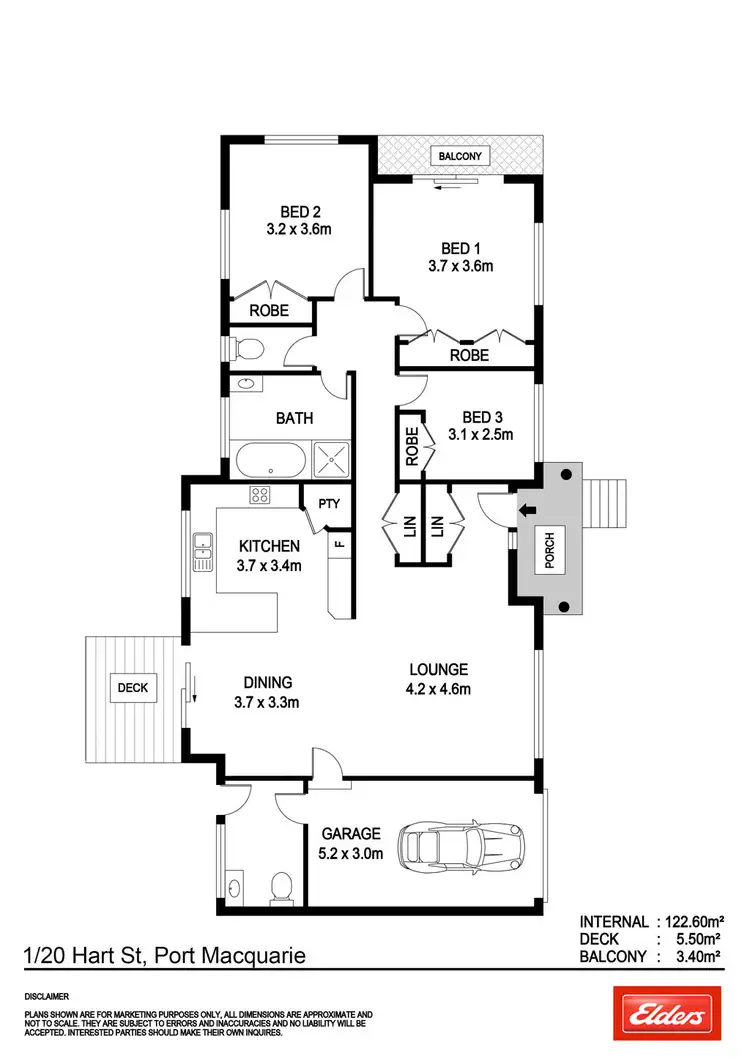 Floorplan of Homely villa listing, 1/20 Hart Street, Port Macquarie NSW 2444