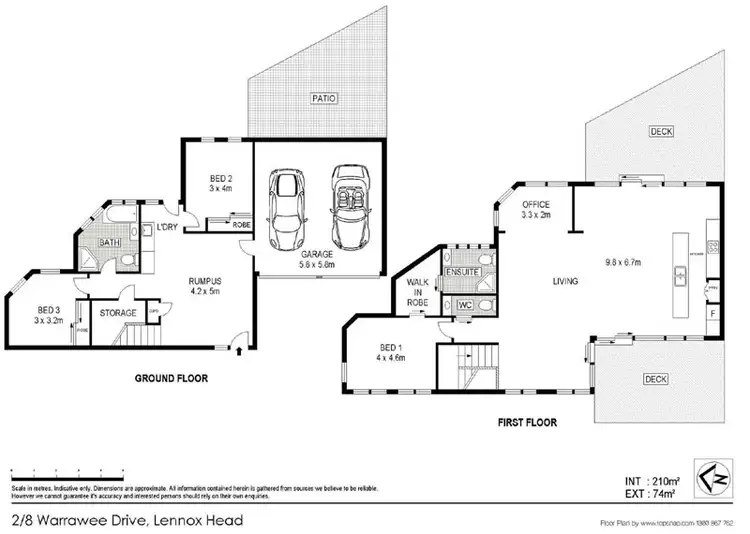 Floorplan of Homely semi-detached listing, 2/8 Warrawee Drive, Lennox Head NSW 2478