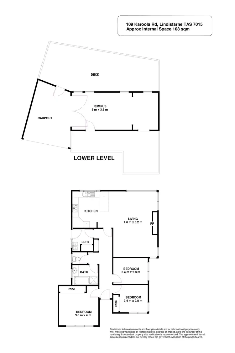 Floorplan of Homely house listing, 109 Karoola Road, Lindisfarne TAS 7015