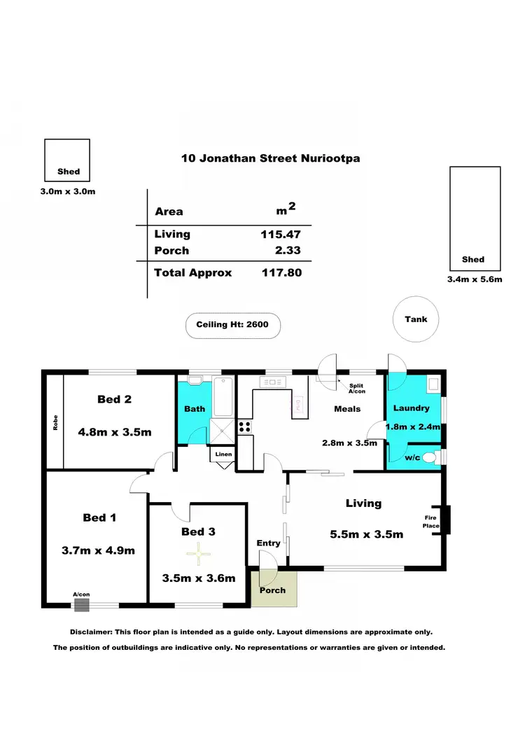 Floorplan of Homely house listing, 10 Jonathan Avenue, Nuriootpa SA 5355