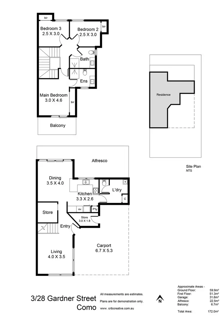 Floorplan of Homely townhouse listing, 3/28 Gardner Street, Como WA 6152
