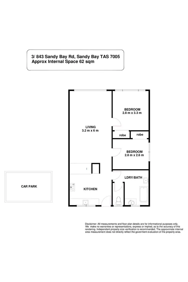 Floorplan of Homely unit listing, 3/843 Sandy Bay Road, Sandy Bay TAS 7005