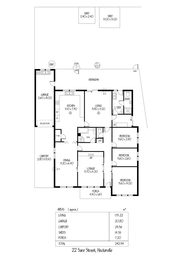 Floorplan of Homely house listing, 22 Sare, Hectorville SA 5073