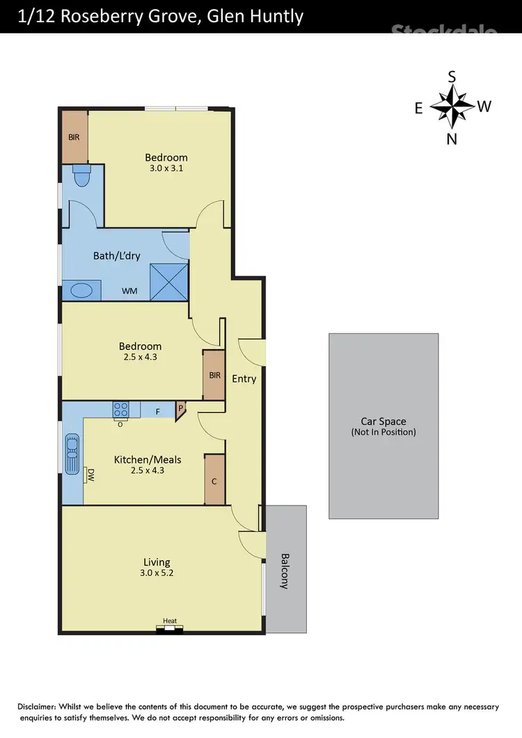 Floorplan of Homely unit listing, 1/12 Roseberry Grove, Glen Huntly VIC 3163