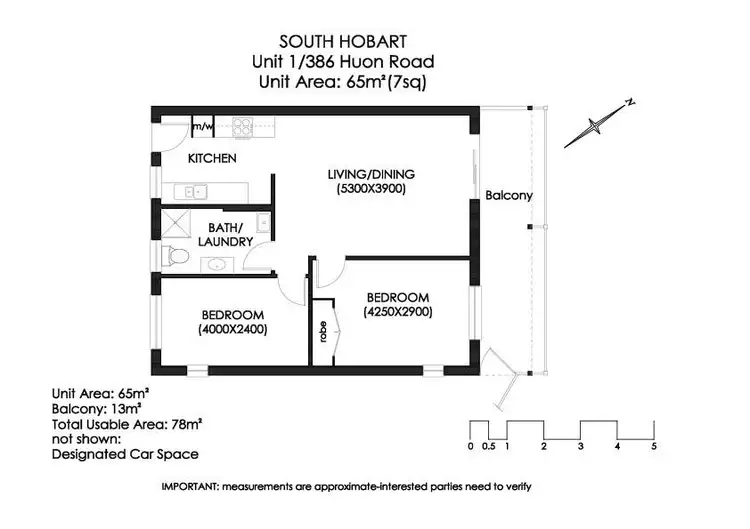 Floorplan of Homely unit listing, 1/386 Huon Road, South Hobart TAS 7004