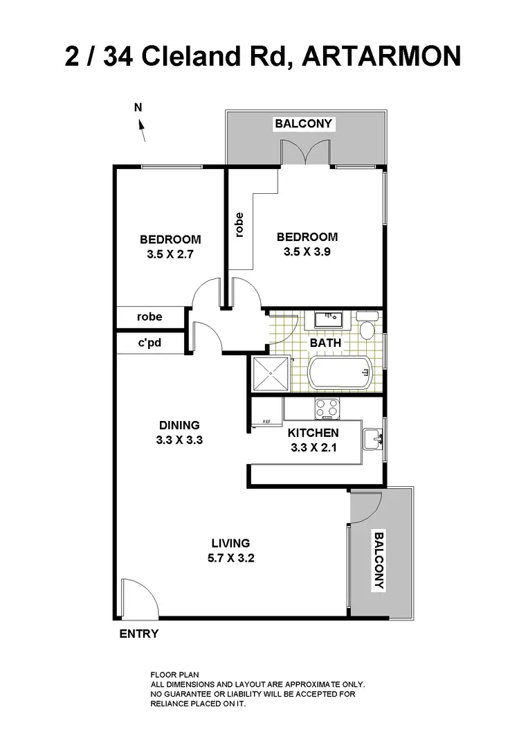 Floorplan of Homely apartment listing, 2/34 Cleland Road, Artarmon NSW 2064