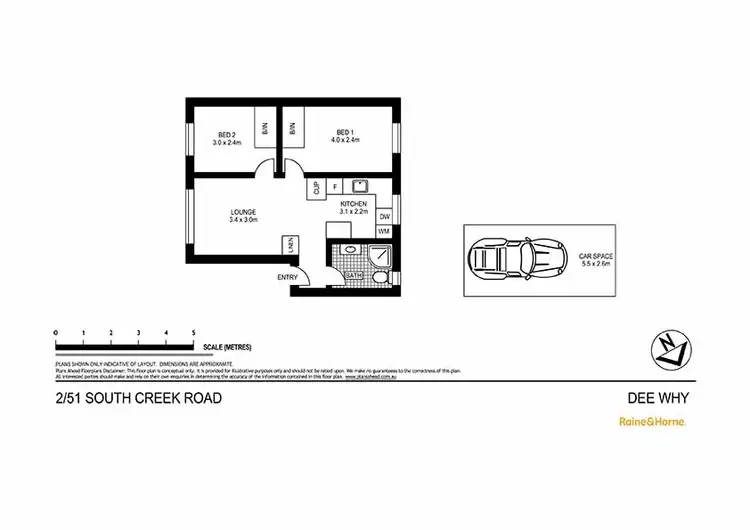 Floorplan of Homely unit listing, 2/51 South Creek Road, Dee Why NSW 2099