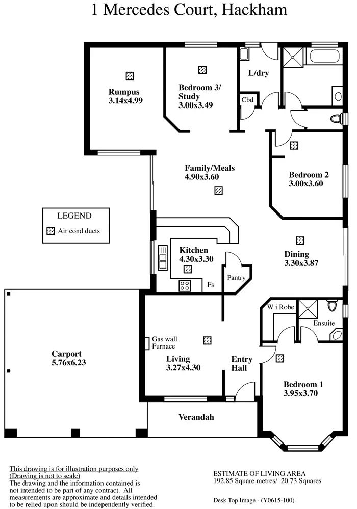 Floorplan of Homely house listing, 1 Mercedes Court (100 Penneys Hill Rd), Hackham SA 5163
