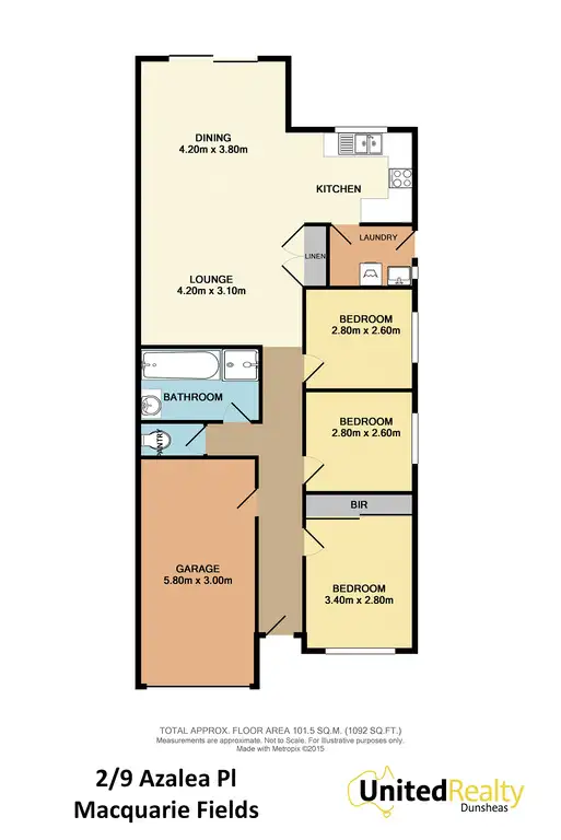 Floorplan of Homely semi-detached listing, 2/9 AZALEA PLACE, Macquarie Fields NSW 2564