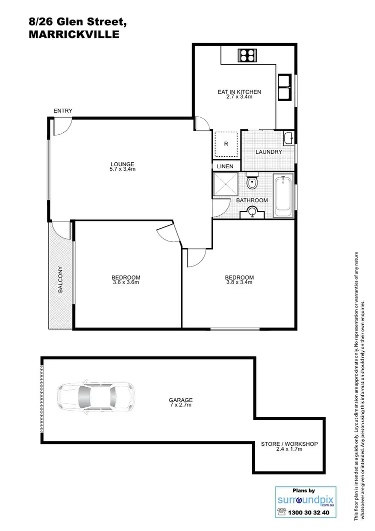 Floorplan of Homely unit listing, 8/26 Glen Street, Marrickville NSW 2204