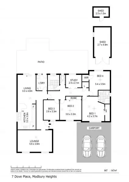 Floorplan of Homely house listing, 7 Dove Place, Modbury Heights SA 5092